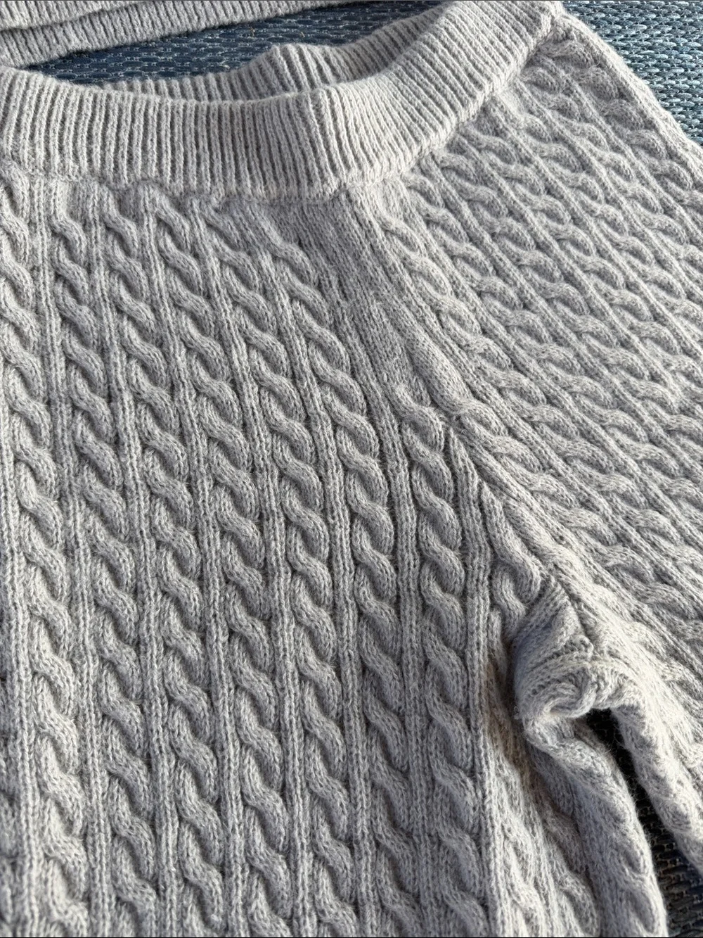 Vici Cable Knit Two-Piece Lounge Set — Light Gray